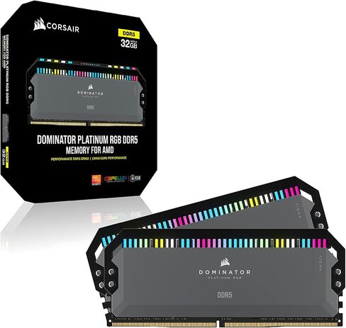 CORSAIR DOMINATOR PLATINUM RGB DDR5 RAM 64GB (2x32GB) 5600MHz CL40 AMD EXPO iCUE Compatible Computer Memory - Gray (CMT64GX5M2B5600Z40K) in Saudi Arabia