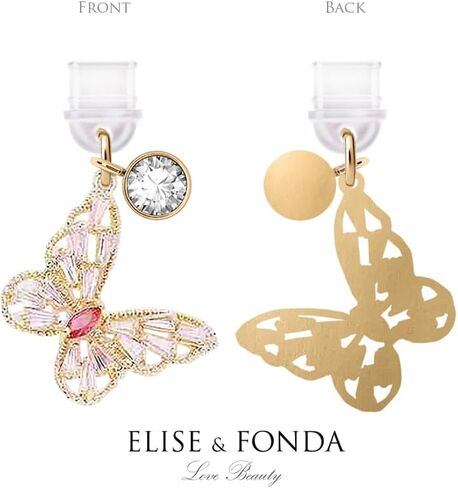 ELISE & FONDA TP334 Type-C USB Charging Port Anti Dust Plug Little Crystal Butterfly Cell Phone Charm for Samsung/Huawei/OnePlus/Xiaomi/oppo Android Phones (Pink) in Saudi Arabia