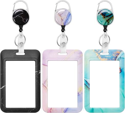 3 عبوات من حامل شارات الخدمة الشاقة مع بكرة قابلة للسحب، وبطاقة تعريف اسم العامل، ومشبك حلقة تسلق، وغطاء واقي للبطاقات العمودية للمكتب الرئيسي، والطبيب، والممرضة، ومدرس الطالب الطبي (3 قطع رخامية) in Kuwait