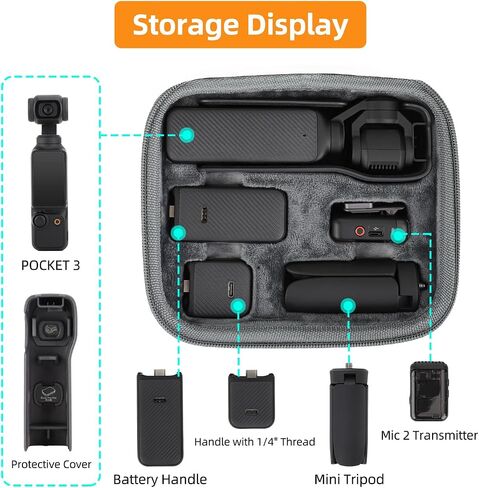 حقيبة حمل منظمة، حافظة صلبة لتخزين Dji Osmo Pocket 3 / ملحقات جهاز Creator Combo حماية كاملة ضد الصدمات (جراب كبير) in Kuwait
