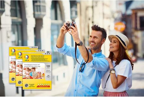 ورق صور قابل للطباعة بنفث الحبر ذاتي اللصق عالي اللمعان 50 ورقة لكل حزمة 135/80 جرامًا للمتر المربع 8.5 × 11 بوصة حجم الرسالة 216 × 279 مم in Kuwait