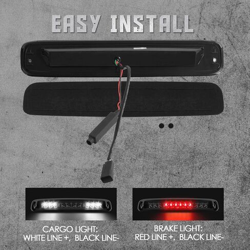 3rd Third Brake Light LED Compatible with 1999-2006 Chevrolet Silverado 1500 2500 3500 & HD Classic High Mount Stop Third Center Cargo Rear Brake Light Bar Taillight (Black Smoke) in Kuwait