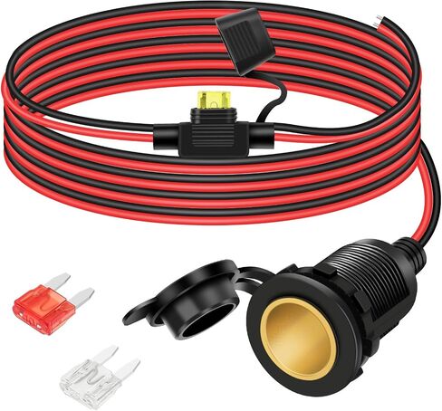 24 فولت 12 فولت مقبس ولاعة السجائر، 6.6FT 13AWG أنثى ولاعة السجائر التوصيل تمديد الحبل مع 3PCS شفرة الصمامات، مقاوم للماء 12 فولت مقبس الطاقة استبدال المقبس للسيارة البحرية دراجة نارية RV شاحنة in Kuwait