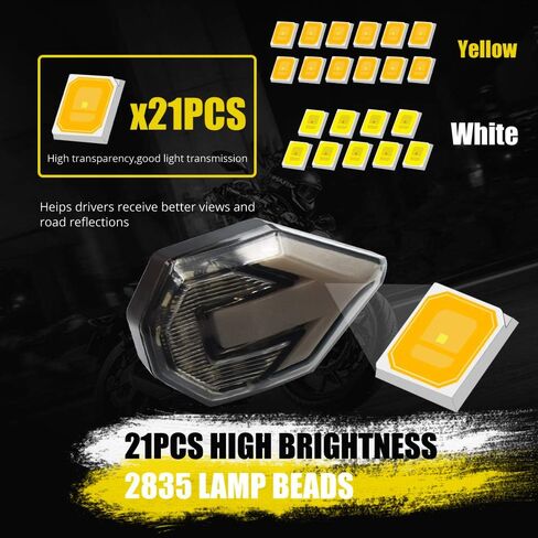 Motorcycle Turn Signal LED Lights 21 SMD LEDs Arrow Amber Bilnker & Blue DRL Brake LED Indicator Waterproof for Yamaha Suzuki Kawasaki Motorbike.2-Pack.(Blue/Amber) in Kuwait