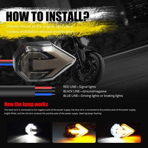 Motorcycle Turn Signal LED Lights 21 SMD LEDs Arrow Amber Bilnker & Blue DRL Brake LED Indicator Waterproof for Yamaha Suzuki Kawasaki Motorbike.2-Pack.(Blue/Amber) in Kuwait