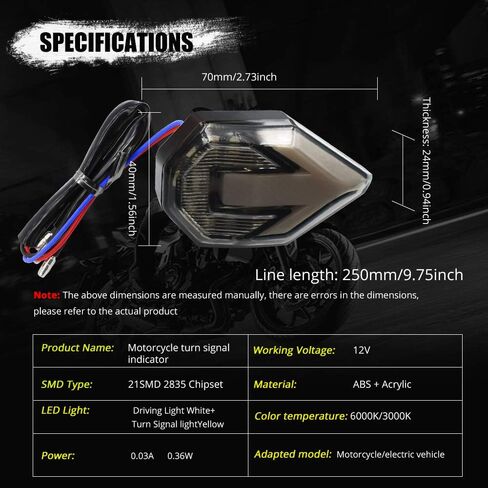 Motorcycle Turn Signal LED Lights 21 SMD LEDs Arrow Amber Bilnker & Blue DRL Brake LED Indicator Waterproof for Yamaha Suzuki Kawasaki Motorbike.2-Pack.(Blue/Amber) in Kuwait