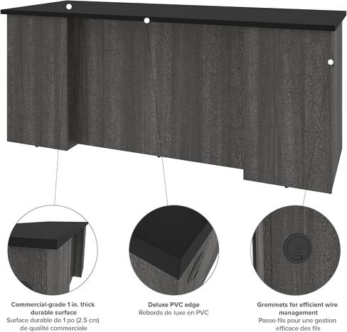 Bestar Norma 71W Desk Shell in Black & bark Gray in Saudi Arabia