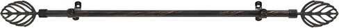 Achim Home Furnishings Leaf Metallo Curtain Rod with Finials, Extends 48 86-Inch, 48 inches to 86 inches,RDMLFBC486 in Saudi Arabia