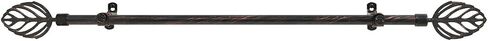 Achim Home Furnishings Leaf Metallo Curtain Rod with Finials, Extends 48 86-Inch, 48 inches to 86 inches,RDMLFBC486 in Saudi Arabia