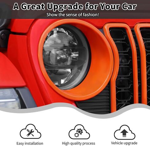 شبكة شبكية شبكية وغطاء أمامي وإكسسوارات ديكور خارجية متوافقة مع ملحقات Jeep Wrangler JL Gladiator JT الخارجية 2024+ (شبكة برتقالية بدون شبكة) in Kuwait