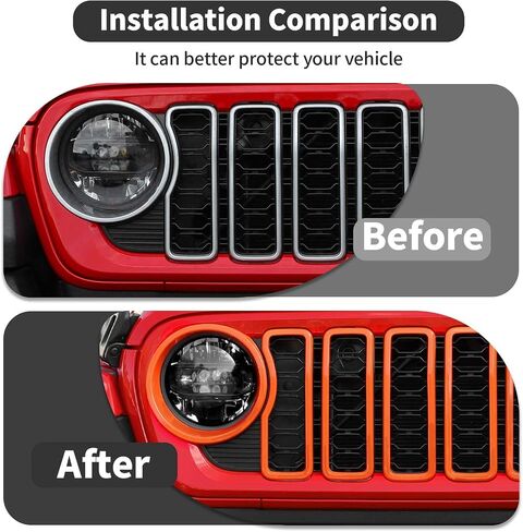 شبكة شبكية شبكية وغطاء أمامي وإكسسوارات ديكور خارجية متوافقة مع ملحقات Jeep Wrangler JL Gladiator JT الخارجية 2024+ (شبكة برتقالية بدون شبكة) in Kuwait