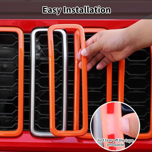 شبكة شبكية شبكية وغطاء أمامي وإكسسوارات ديكور خارجية متوافقة مع ملحقات Jeep Wrangler JL Gladiator JT الخارجية 2024+ (شبكة برتقالية بدون شبكة) in Kuwait