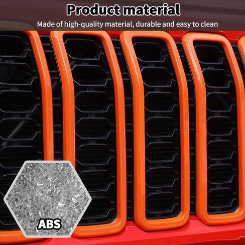 شبكة شبكية شبكية وغطاء أمامي وإكسسوارات ديكور خارجية متوافقة مع ملحقات Jeep Wrangler JL Gladiator JT الخارجية 2024+ (شبكة برتقالية بدون شبكة) in Kuwait