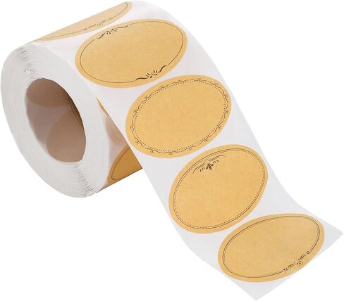 600 PCS Natural Kraft Jar Canning Labels, 1.2" x 2.4" Self Adhesive Mason Jar Labels for Food Containers Water Bottles Spice Kitchen Pantry Restaurant Storage Organization in Saudi Arabia