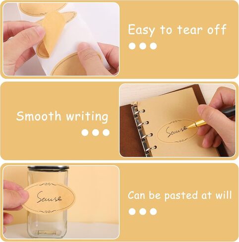 600 PCS Natural Kraft Jar Canning Labels, 1.2" x 2.4" Self Adhesive Mason Jar Labels for Food Containers Water Bottles Spice Kitchen Pantry Restaurant Storage Organization in Saudi Arabia