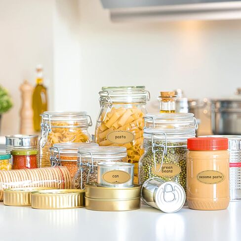 600 PCS Natural Kraft Jar Canning Labels, 1.2" x 2.4" Self Adhesive Mason Jar Labels for Food Containers Water Bottles Spice Kitchen Pantry Restaurant Storage Organization in Saudi Arabia