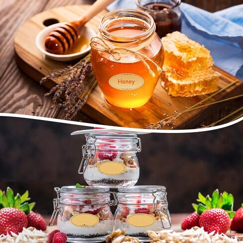 600 PCS Natural Kraft Jar Canning Labels, 1.2" x 2.4" Self Adhesive Mason Jar Labels for Food Containers Water Bottles Spice Kitchen Pantry Restaurant Storage Organization in Saudi Arabia