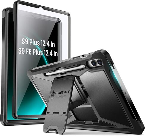 ZtotopCases for Samsung Galaxy Tab S9 FE Plus/S9 Plus 5G Case 12.4 Inch, Built-in Screen Protector/S Pen Holder/Kickstand, Full-Body Dual Layer Shockproof Protective Cover for Tablet S9 FE+/S9+, Black in Kuwait