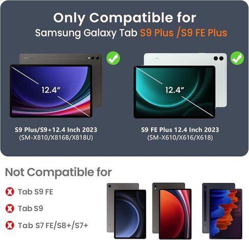 ZtotopCases for Samsung Galaxy Tab S9 FE Plus/S9 Plus 5G Case 12.4 Inch, Built-in Screen Protector/S Pen Holder/Kickstand, Full-Body Dual Layer Shockproof Protective Cover for Tablet S9 FE+/S9+, Black in Kuwait