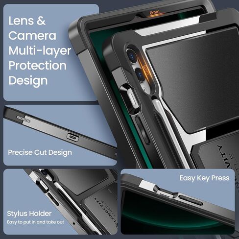ZtotopCases for Samsung Galaxy Tab S9 FE Plus/S9 Plus 5G Case 12.4 Inch, Built-in Screen Protector/S Pen Holder/Kickstand, Full-Body Dual Layer Shockproof Protective Cover for Tablet S9 FE+/S9+, Black in Kuwait