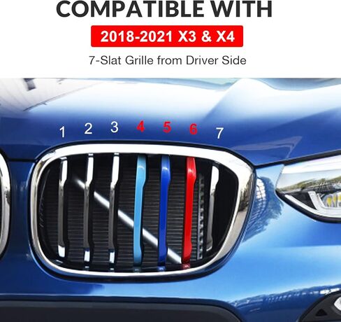 زخارف شبكية قياسية متوافقة مع 2018-2021 BMW X3 G01 و2019-2021 X4 G02 (غير مناسبة لـ X3 M، X4 M) ملحقات لشريط شبكة الكلى (7 حزم) in Kuwait