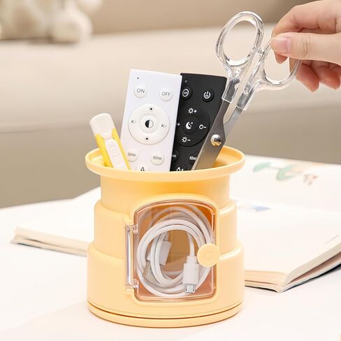 حامل قلم رصاص للمكتب من GIB، يدور 360 درجة مع فتحة أمامية لمنظمات الأقلام المكتبية لتخزين سطح المكتب ومستلزمات القرطاسية ووعاء الأكواب للمكتب والمدرسة والمنزل، برتقالي in Kuwait