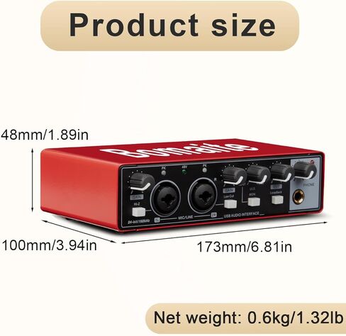 واجهة صوت USB MB28 للتسجيل والموسيقى وكتابة الأغاني والبث والبث الصوتي - دقة عالية، تسجيل بجودة الاستوديو، تستخدم لجميع البرامج التي تحتاج إلى تسجيلها، واجهة XLR in Kuwait