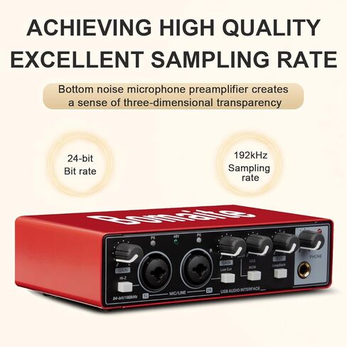واجهة صوت USB MB28 للتسجيل والموسيقى وكتابة الأغاني والبث والبث الصوتي - دقة عالية، تسجيل بجودة الاستوديو، تستخدم لجميع البرامج التي تحتاج إلى تسجيلها، واجهة XLR in Kuwait