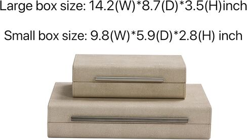مجموعة Kingflux Ivory Shagreen مكونة من قطعتين صناديق تخزين مزخرفة لمنظم مجوهرات ديكور المنزل الحديث، منظم إكسسوارات للنساء والرجال مع مقبض معدني رمادي (عاجي) in Kuwait