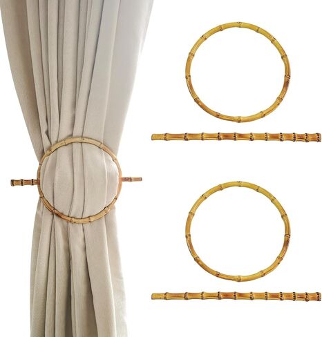 مجموعة من 2 ستائر من الخيزران، حاملات ستائر دائرية عتيقة، ستائر تقليدية منحوتة يدويًا للمنزل، غرفة النوم، المكتب، ستائر ديكور المنزل in Kuwait