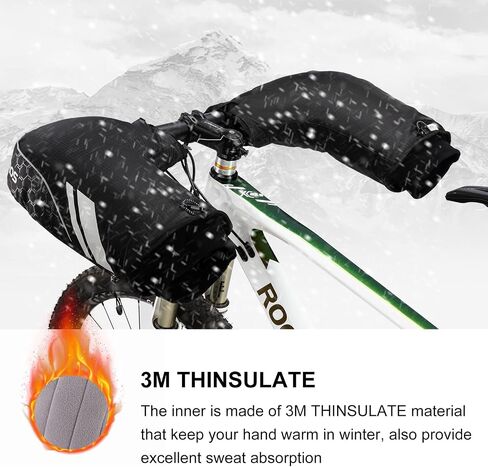 ROCKBROS Handlebar Mitts Mountain Bike Bicycle Bar Mittens Cold Weather Bike Pogies Mitts Windproof Thinsulate Thermal Winter Handlebar Mittens for Mountain Bikes, ATV, Snow Mobile, Motorcycles in Saudi Arabia