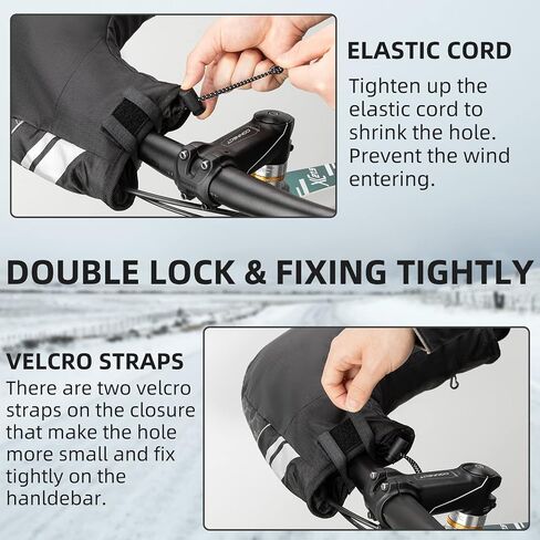 ROCKBROS Handlebar Mitts Mountain Bike Bicycle Bar Mittens Cold Weather Bike Pogies Mitts Windproof Thinsulate Thermal Winter Handlebar Mittens for Mountain Bikes, ATV, Snow Mobile, Motorcycles in Saudi Arabia