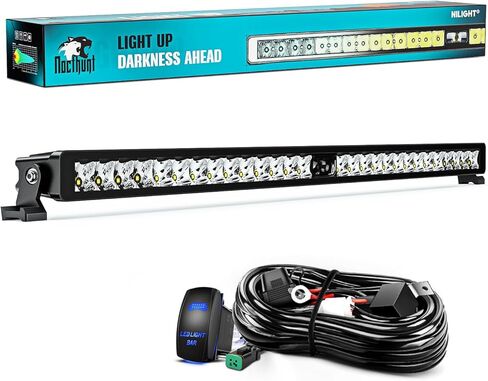 شريط إضاءة LED Nilight مقاس 8 بوصة 5LED بقعة صف واحد LED ضوء ضباب بدون رؤية ليلية على الطرق الوعرة مع مجموعة أدوات تسخير الأسلاك بمفتاح الروك 18AWG لقيادة الضوء على شاحنة ATV UTV، ضمان 3 سنوات in Saudi Arabia