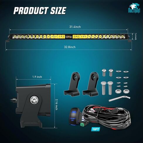شريط إضاءة LED Nilight مقاس 8 بوصة 5LED بقعة صف واحد LED ضوء ضباب بدون رؤية ليلية على الطرق الوعرة مع مجموعة أدوات تسخير الأسلاك بمفتاح الروك 18AWG لقيادة الضوء على شاحنة ATV UTV، ضمان 3 سنوات in Saudi Arabia