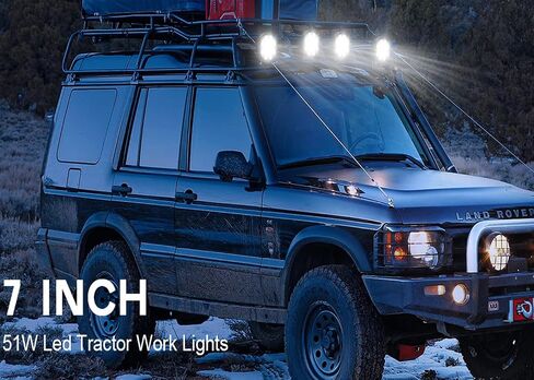 ANTOM 7" 51W Led Tractor Work Lights, 12V Round Off-Road Driving Flood Lights for Tractor, Trailer Cargo, Jeep Wrangler, Tow Truck in Saudi Arabia