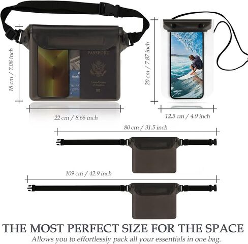 Waterproof Phone Pouch and Cellphone Dry Bag Case with Waist Strap (2 Pack) [Upgraded Safe and Dry] Beach Accessories Waterproof Bags for Kayaking Boating Swimming Snorkeling Fishing in Saudi Arabia