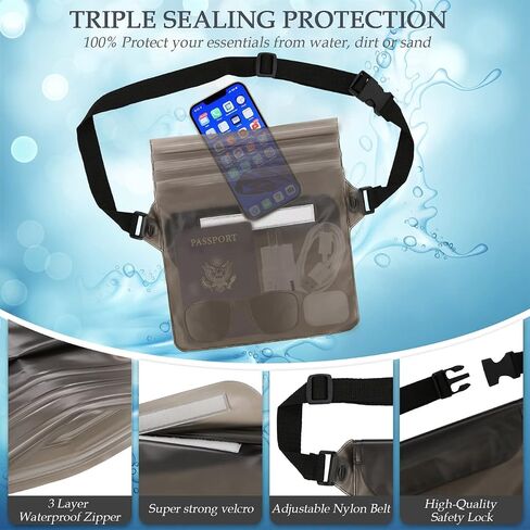 Waterproof Phone Pouch and Cellphone Dry Bag Case with Waist Strap (2 Pack) [Upgraded Safe and Dry] Beach Accessories Waterproof Bags for Kayaking Boating Swimming Snorkeling Fishing in Saudi Arabia