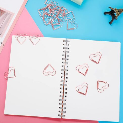 100 قطعة من مشابك الورق على شكل قلب، مشابك ورق صغيرة على شكل قلب، مشابك ورق يوميات معدنية، مشابك ورق تزيين ملونة للنساء، فرز وتنظيم الملاحظات الورقية (ذهبي وردي) in Saudi Arabia