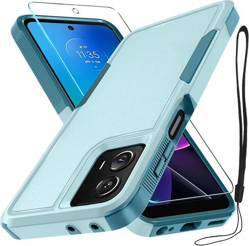 RMOCR Case for Moto G 5G 2022 with Tempered Glass Screen Protector[1 Pack], Heavy Duty Rugged Shockproof Full Body Protective Phone Cover,Black Matte in Saudi Arabia