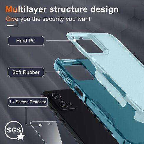 RMOCR Case for Moto G 5G 2022 with Tempered Glass Screen Protector[1 Pack], Heavy Duty Rugged Shockproof Full Body Protective Phone Cover,Black Matte in Saudi Arabia