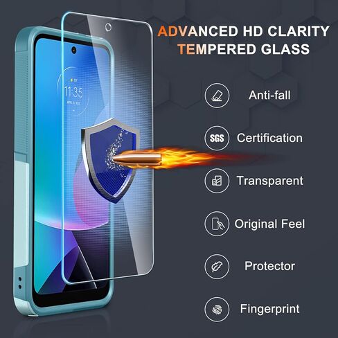 RMOCR Case for Moto G 5G 2022 with Tempered Glass Screen Protector[1 Pack], Heavy Duty Rugged Shockproof Full Body Protective Phone Cover,Black Matte in Saudi Arabia
