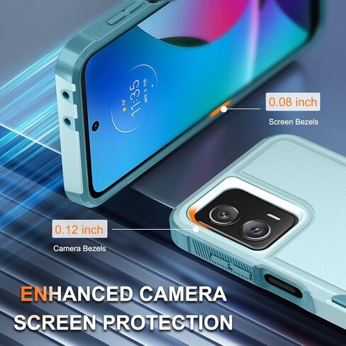 RMOCR Case for Moto G 5G 2022 with Tempered Glass Screen Protector[1 Pack], Heavy Duty Rugged Shockproof Full Body Protective Phone Cover,Black Matte in Saudi Arabia