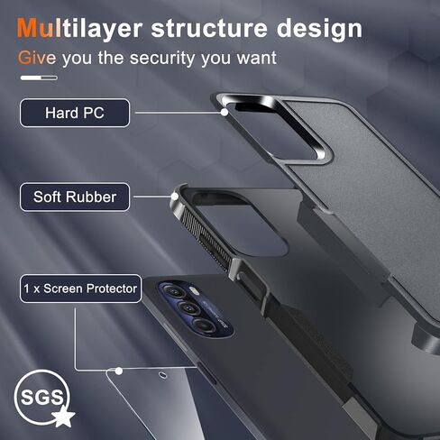 RMOCR Case for Moto G 5G 2022 with Tempered Glass Screen Protector[1 Pack], Heavy Duty Rugged Shockproof Full Body Protective Phone Cover,Black Matte in Saudi Arabia