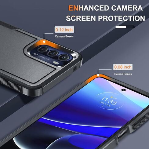 RMOCR Case for Moto G 5G 2022 with Tempered Glass Screen Protector[1 Pack], Heavy Duty Rugged Shockproof Full Body Protective Phone Cover,Black Matte in Saudi Arabia
