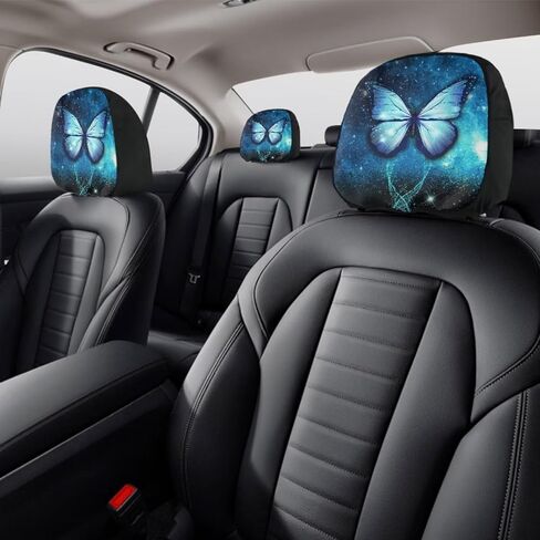 غطاء مسند رأس سيارة عباد الشمس الأصفر من BIGCARJOB، غطاء مسند رأس مقعد السيارة، غطاء تصميم قماشي واقٍ لتزيين جميع السيارات، مجموعة من 2 in Kuwait