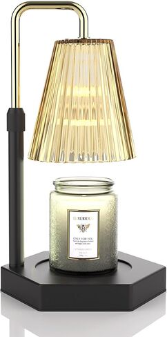 مصباح تدفئة الشموع من راينبين مع مؤقت وخافت ارتفاع قابل للتعديل، مصابيح شموع كهربائية قاعدة خشبية أكثر دفئًا لشموع الجرة، هدايا ديكور المنزل للنساء الأم in Kuwait