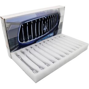 Front Grill Chrome Trim For Maserati Ghibli 2013 2014 2015 2016 2017 Parts Accessories Front Grille Decorative Garnish Trim Cover Car Styling 12PCS