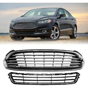 Front Bumper Upper Lower Grille Assembly Compatible For For-d Fusion Grill 2013 2014 2015 2016