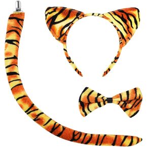 Animal Costume Tiger Costume Tiger Ear Tail Set Halloween Costume Cosplay Accessory for Adults Kids Boys Girls