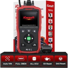 iCarsoft OBD2 Scanner POR V1.0 for Porsche/Cayenne/Macan/911, All System Diagnostic Tool Oil/SAS Reset Battery Test 10 OBD2/EOBD Modes CAN Car Scan Code Reader/DTC/Live Data/Freeze Frame